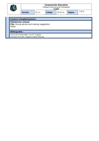 Formato de clase 2012  8th-9th advice&suggestion