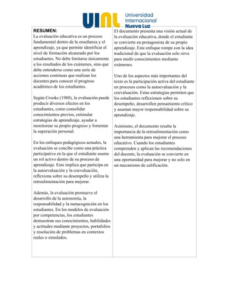 Diario de Doble Entrada: El rol del estudiante en la evaluación ...