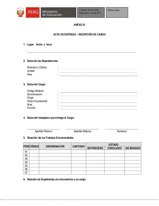 Formato de entrega y recepción de documentos