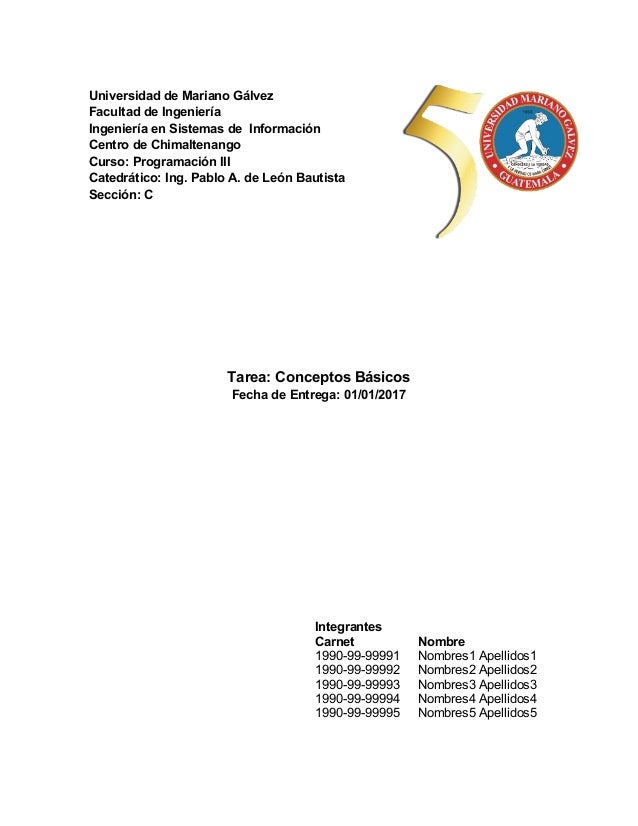 Formato De Entrega De Trabajos Caratula