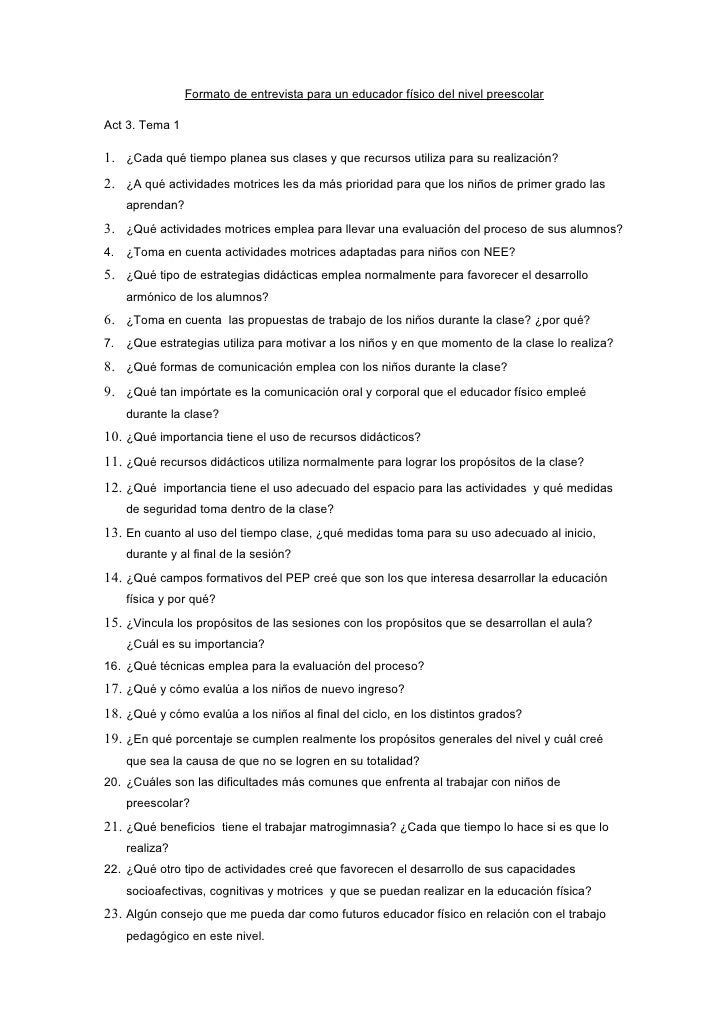 preguntas entrevista psicologica laboral formato de entrevista para un educador f 237 sico del nivel preguntas entrevista psicologica laboral formato de entrevista para un educador f 237 sico del nivel
