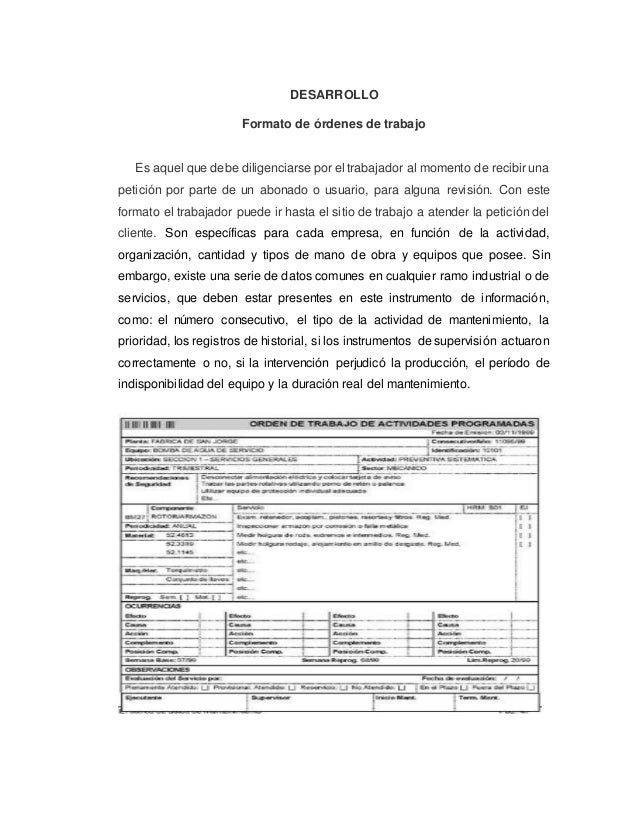 orden de trabajo formato