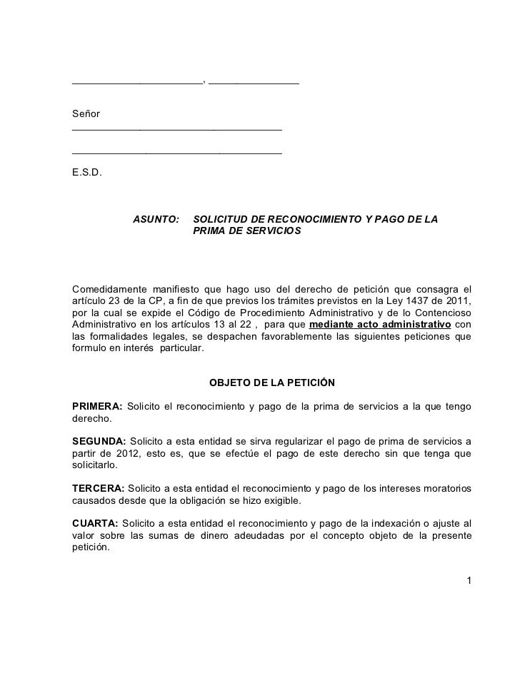 formato de peticion individual prima de servicios anexo formato de cartas de peticion