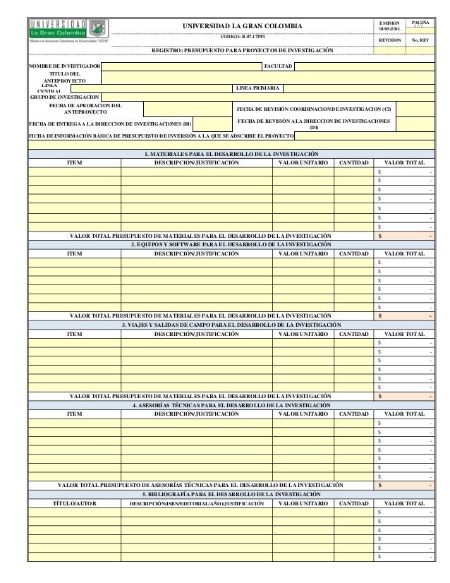 formatos de presupuesto