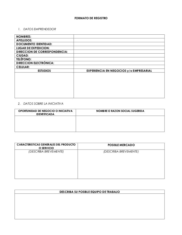 Formato de registro plan de negocios (1) Formato de registro plan de negocios (1)