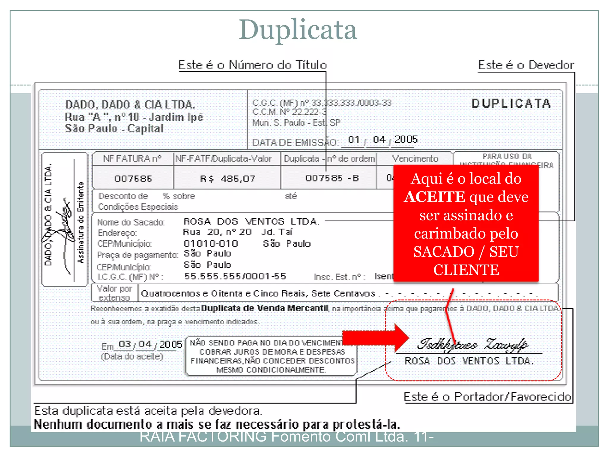 Formato De Uma Duplicata | PPTX