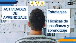 26
Estrategias
Técnicas de
enseñanza y
aprendizaje
ACTIVIDADES
DE
APRENDIZAJE
 