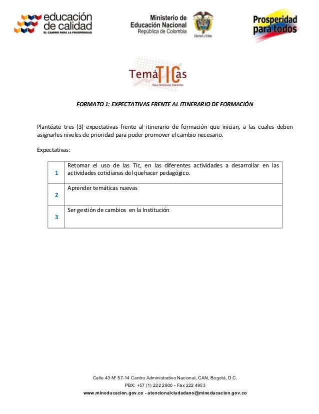 formato itinerario de actividades