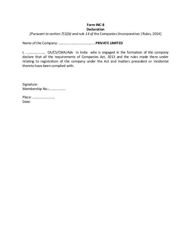 Formatform Of Inc 8910 Dir 2 As Per Company Act 2013