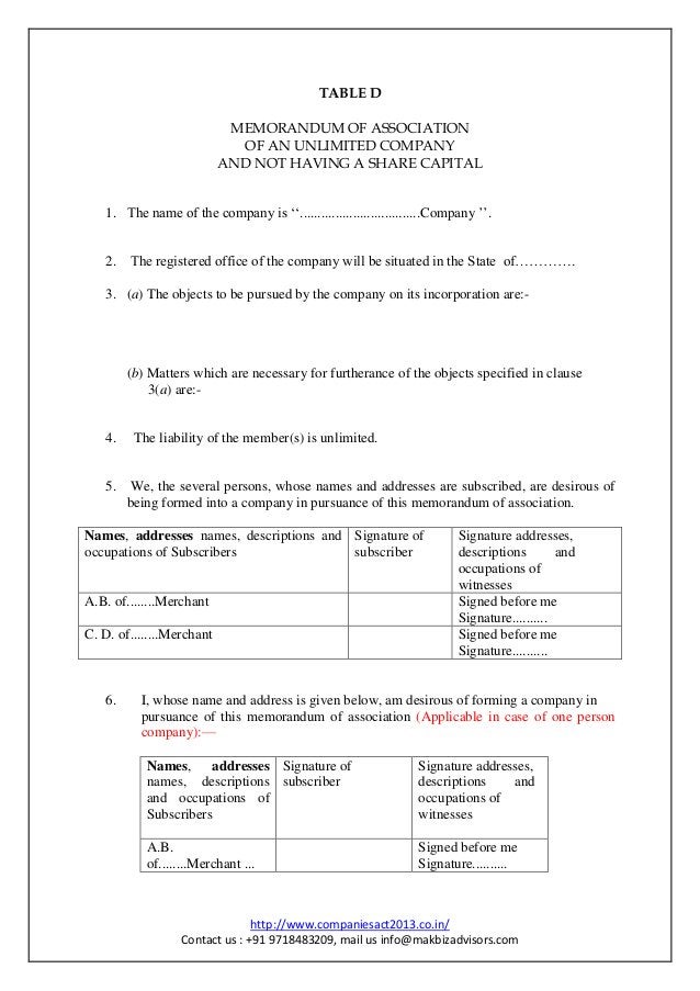 Format of moa new companies act 2013 ( moa as per companies act 2013 ...