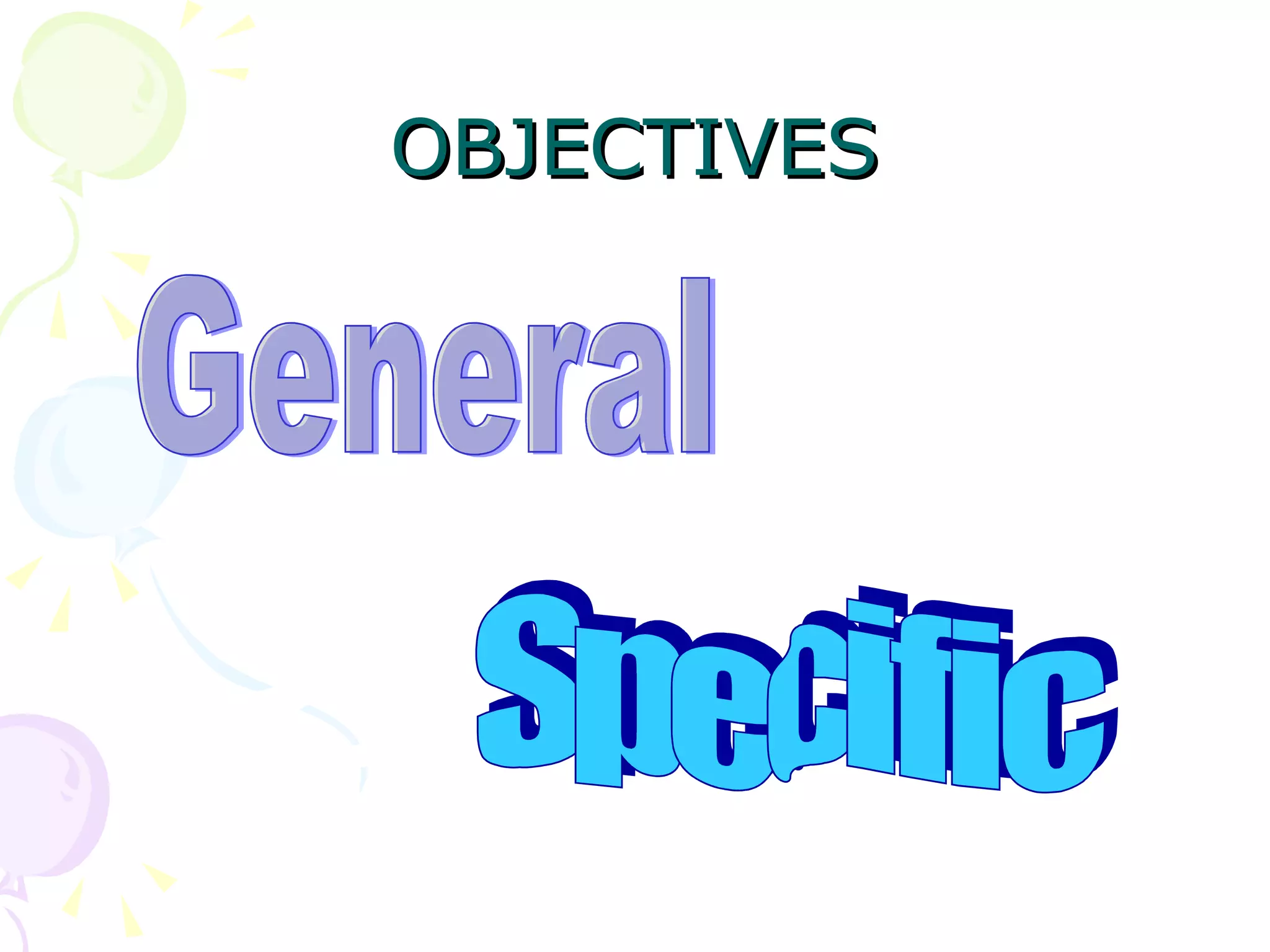 OBJECTIVES General Specific 