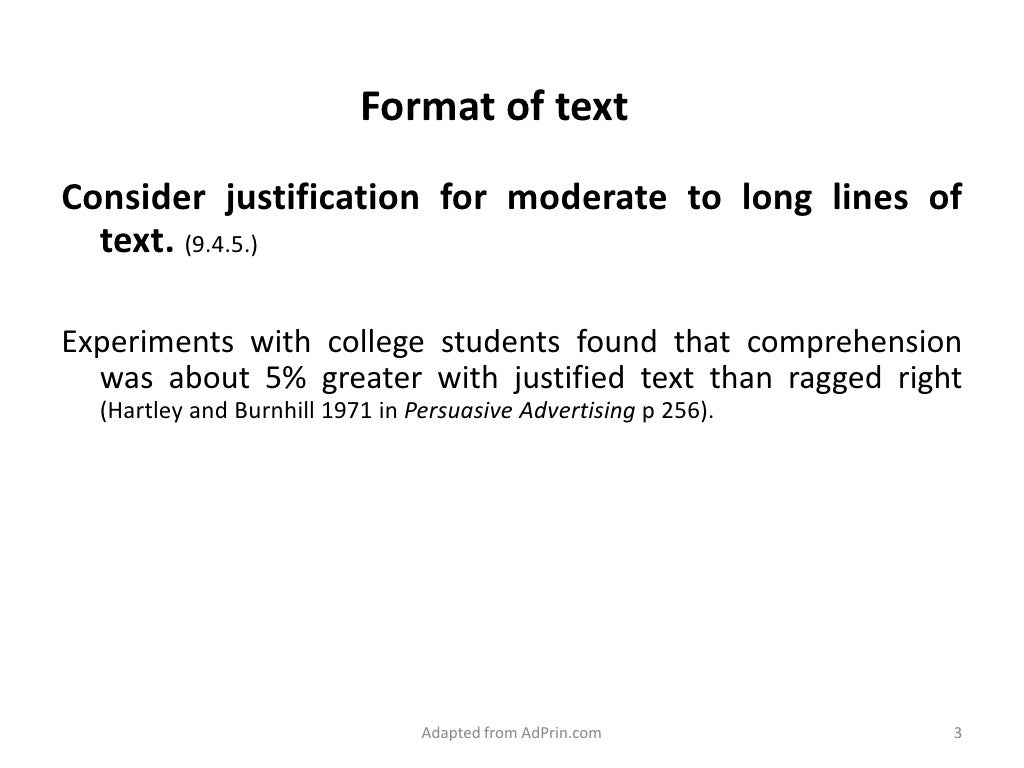 Format of text