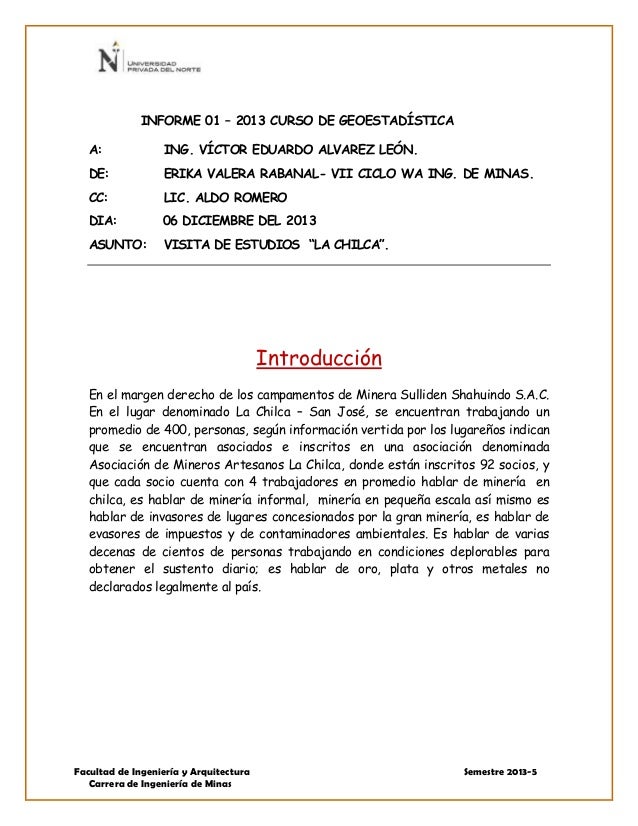 formato informe vista tecnica la chilca erika valera formato de informe escrito