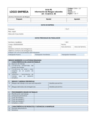Form Example Irl FORMATO IRL ODI DS 44 OBLIGACION DE INFORMAR GENERICO (ex derecho a ...