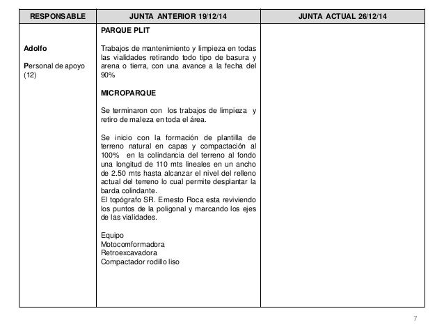 formato para minutas de juntas