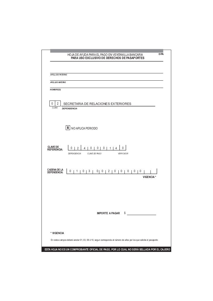 Formato Para Pago De Pasaporte