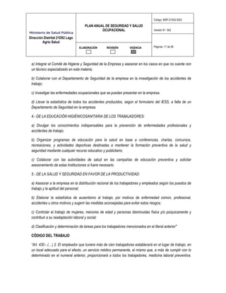 Plan Anual de Salud y Seguridad Ocupacional | PDF