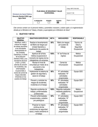 Plan Anual de Salud y Seguridad Ocupacional | PDF