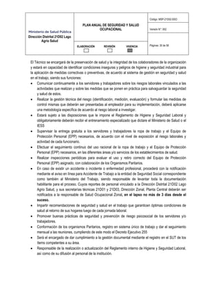 Plan Anual de Salud y Seguridad Ocupacional | PDF
