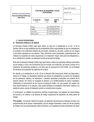 Plan Anual de Salud y Seguridad Ocupacional | PDF