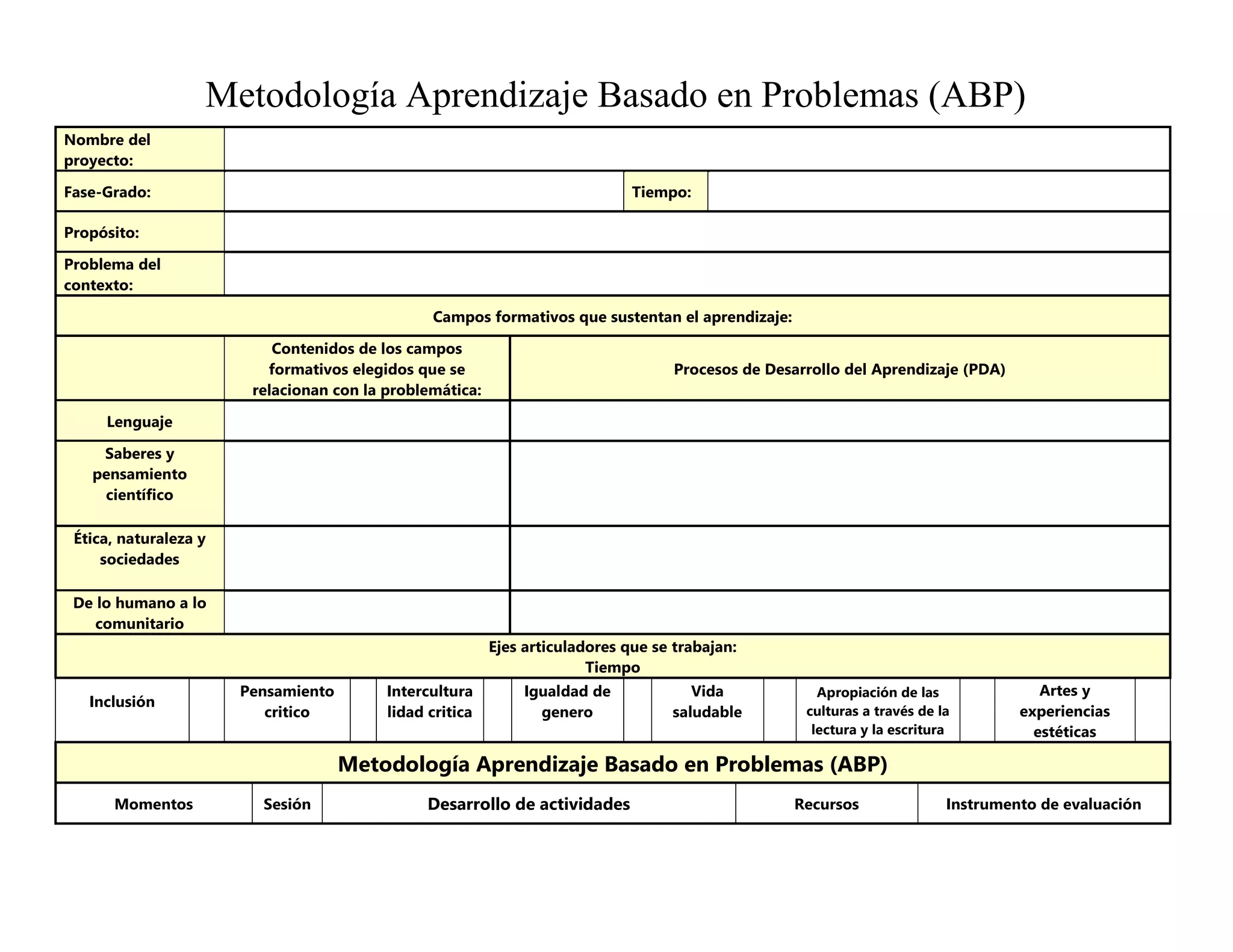 Formato planeacion ABP (Aprendizaje Basado en Problemas ABP).docx