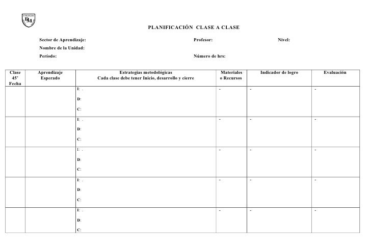 formato para planificacion de clases