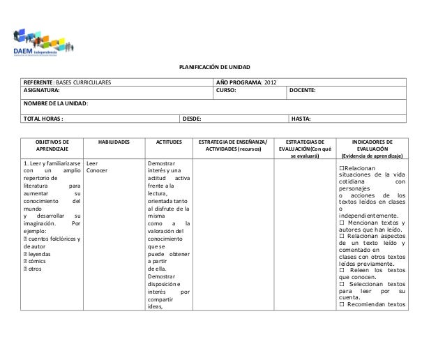 formato planificacion 2013 pp formato para planificacion de clases