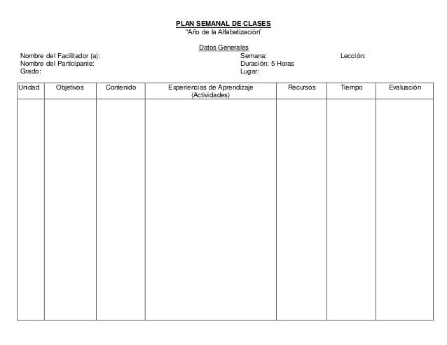formato de planeacion de clases
