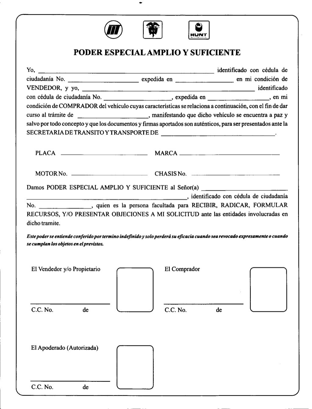 Formato poder tramites