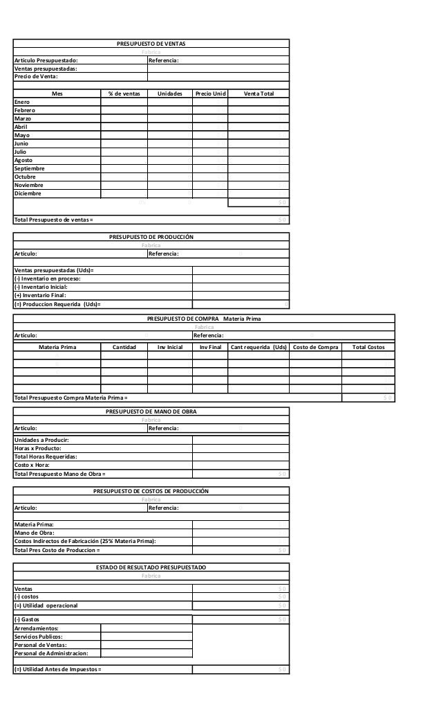 formatos de presupuesto