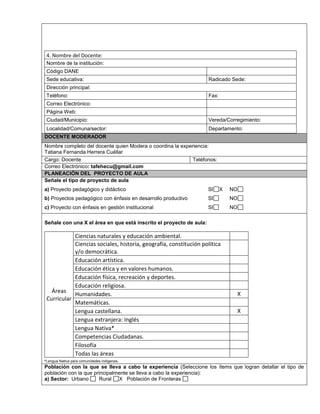 FORMATO PROYECTO DE AULA TIC'S | PDF