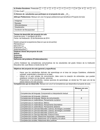 FORMATO PROYECTO DE AULA TIC'S | PDF