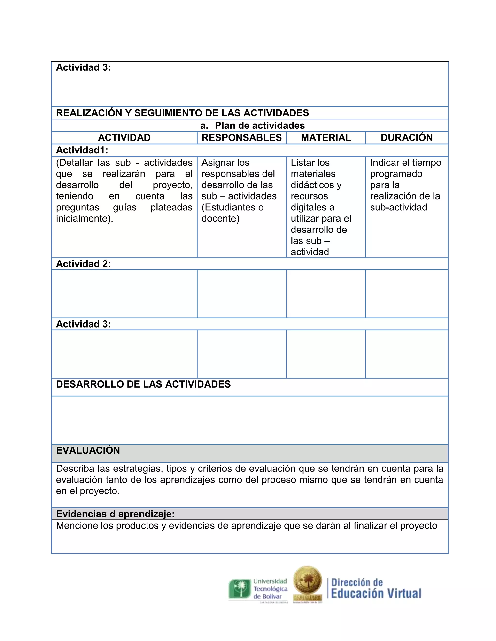 Formato proyectos de aula | DOCX | Educational Assessment | Education