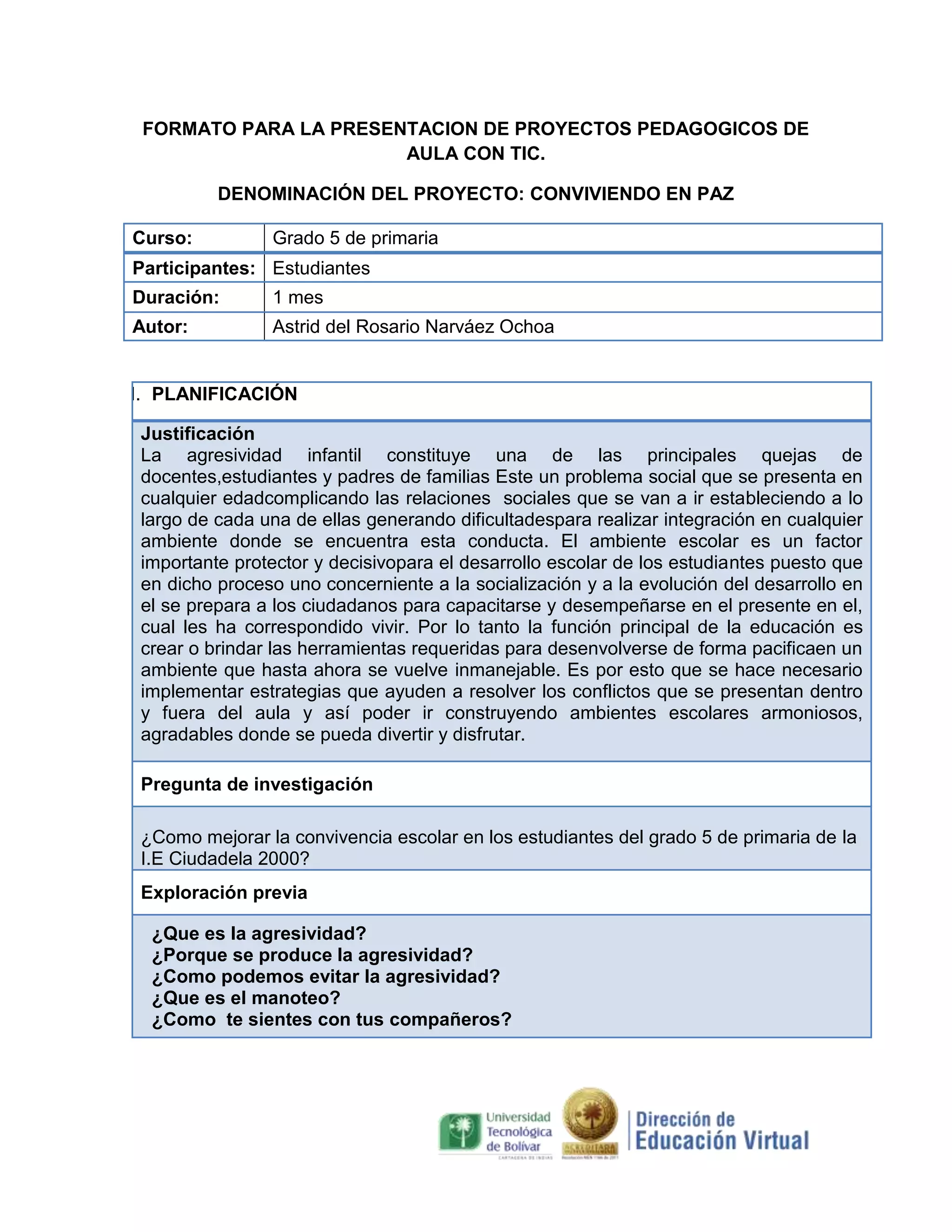 Formato proyectos de aula | PDF