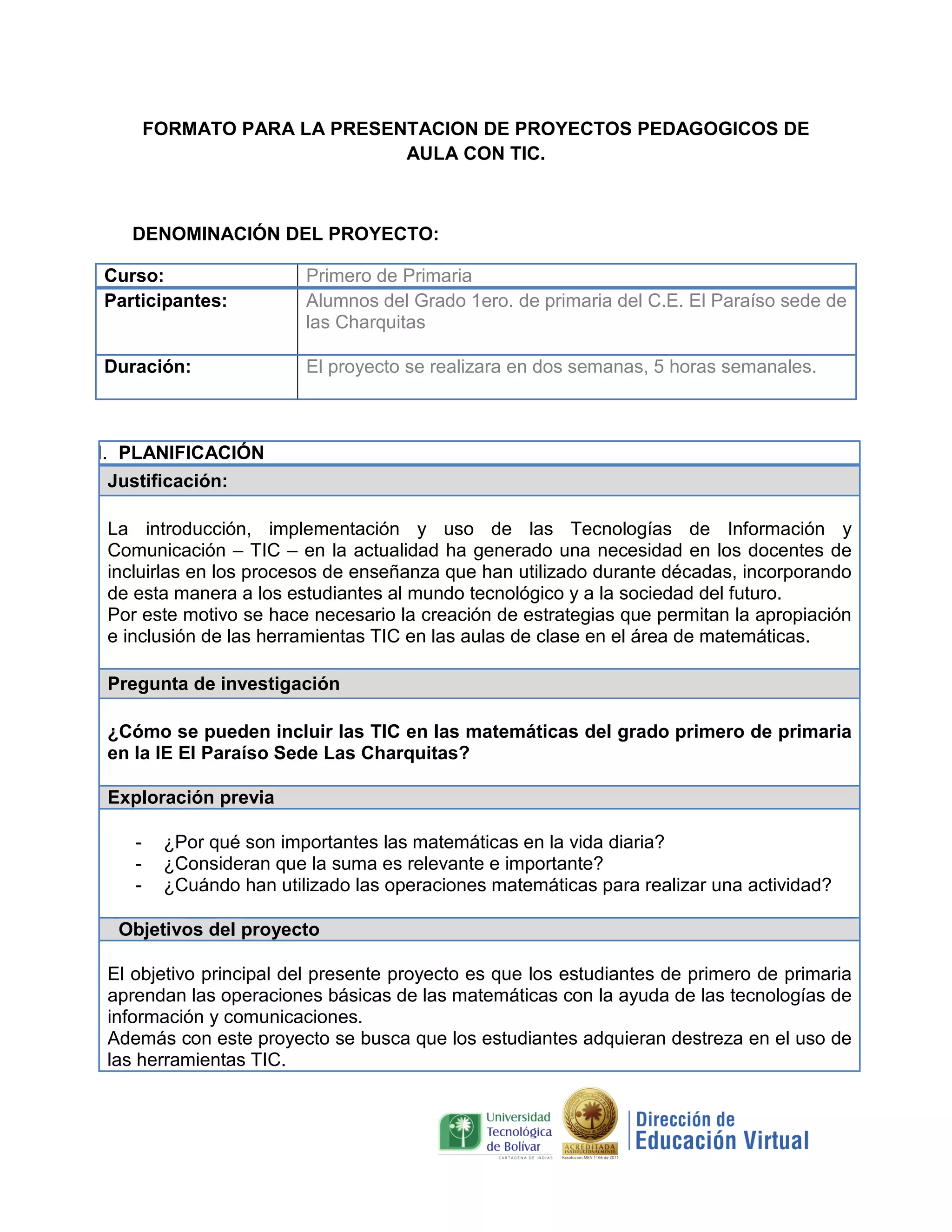 Formato proyectos de aula | PDF
