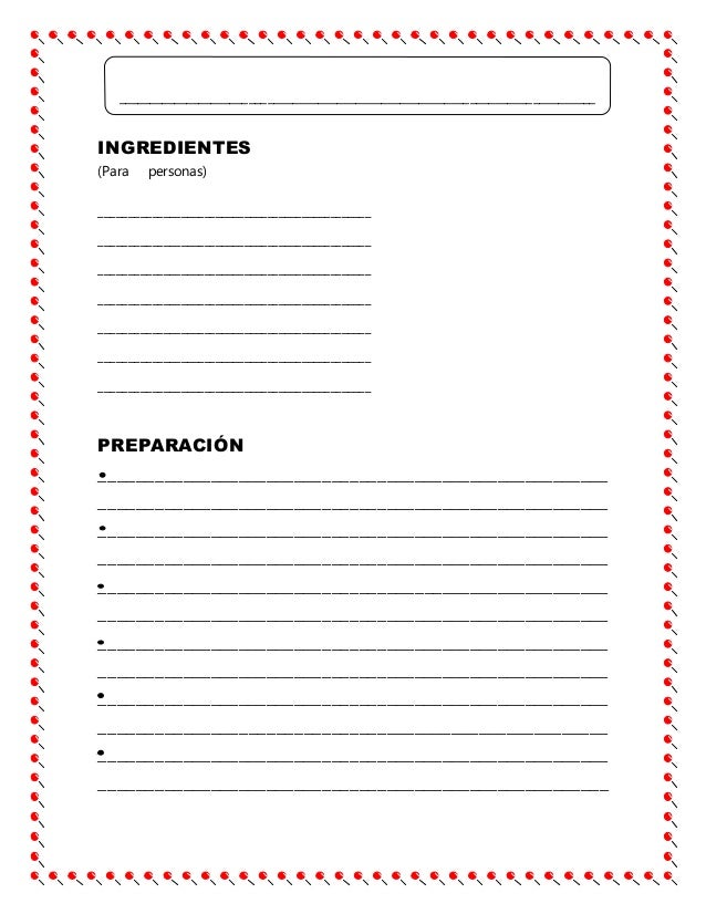 formato de recetario de cocina