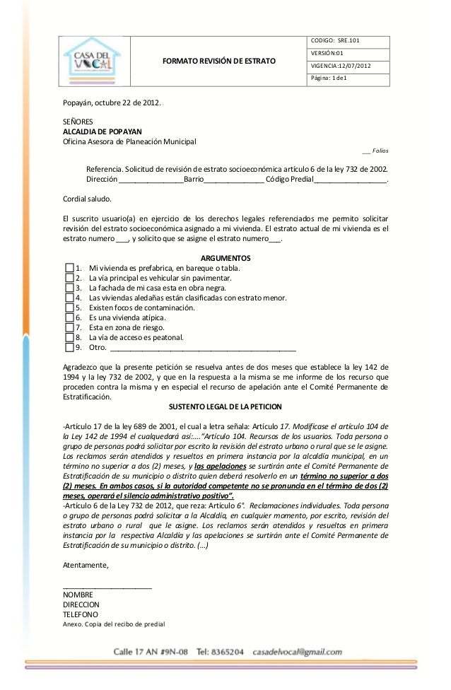 Formato revisión de estrato