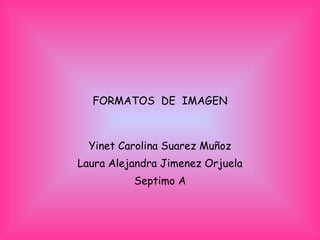 FORMATOS  DE  IMAGEN Yinet Carolina Suarez Muñoz Laura Alejandra Jimenez Orjuela Septimo A 