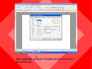 Aquí podemos cambiar o formato de páxina como o alto,ancho etc 