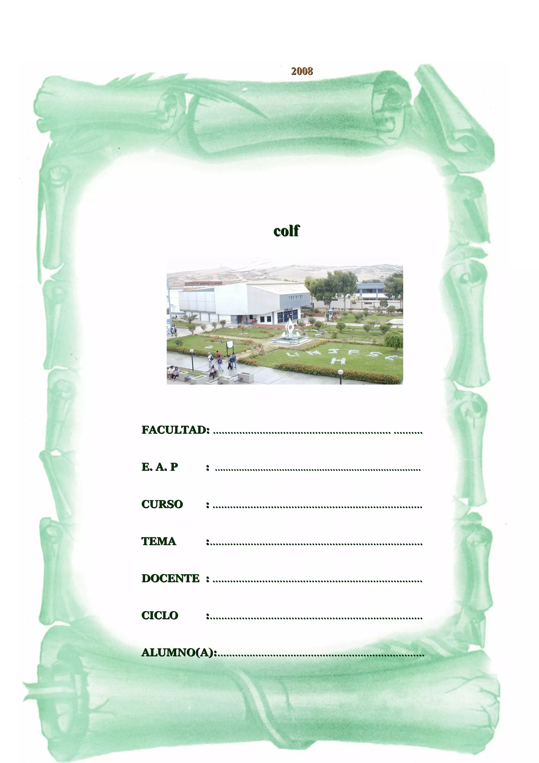 Formatos caratulas | DOC