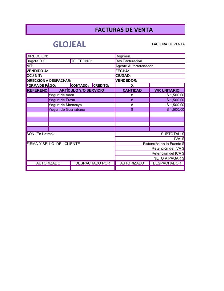 formato facturas de venta