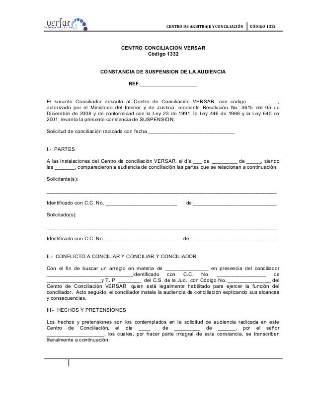 Formatos conciliacion versar