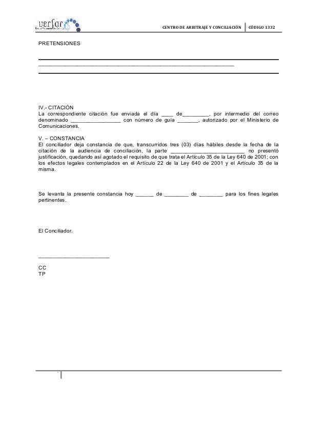 Formatos conciliacion versar