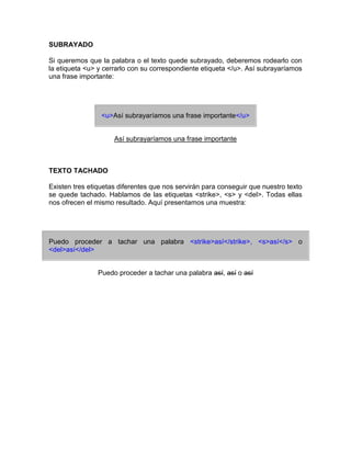 Formatos de texto html | PDF