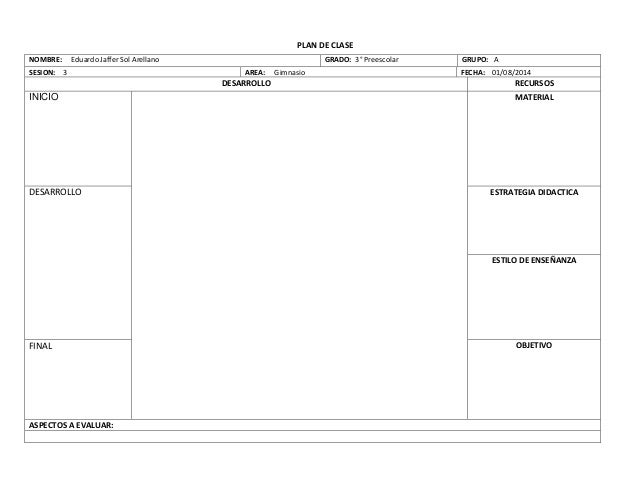 formato de planeacion de clases