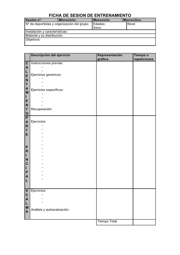 Resultado de imagen de ficha plantilla sesion
