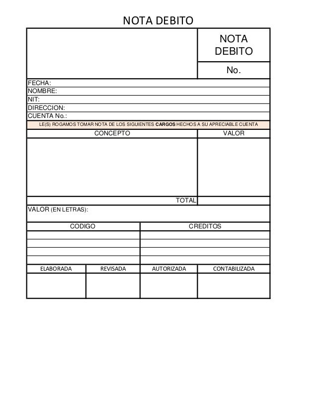 documentos negociables y no negociables nota debito