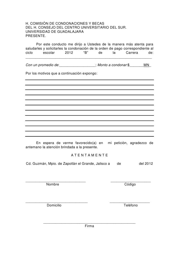 Formato Solicitud Condonacion