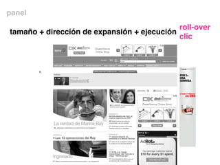 tamaño + dirección de expansión + ejecución
panel
roll-over
clic
 