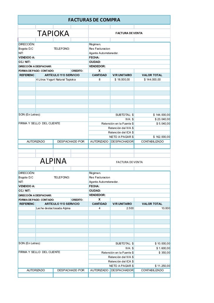 formatos realizados en excel formato de factura de venta para descargar